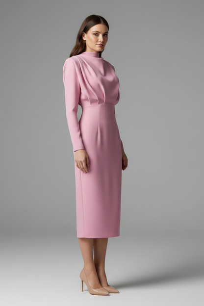 Sabrina | Women’s Mock Neck Maxi Dress With Long Sleeves