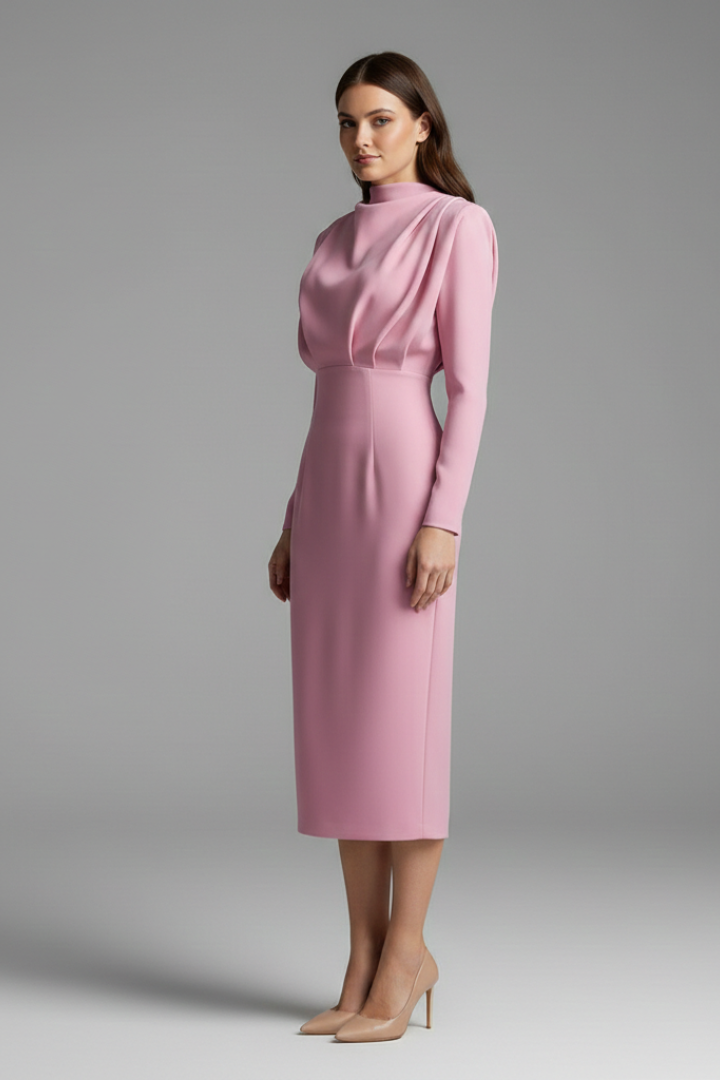 Sabrina | Women’s Mock Neck Maxi Dress With Long Sleeves
