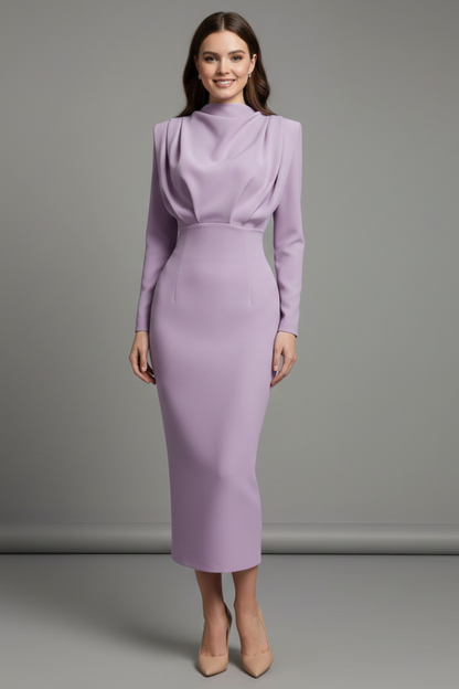Sabrina | Women’s Mock Neck Maxi Dress With Long Sleeves