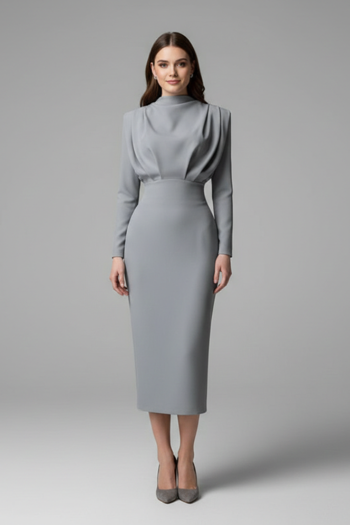 Sabrina | Women’s Mock Neck Maxi Dress With Long Sleeves