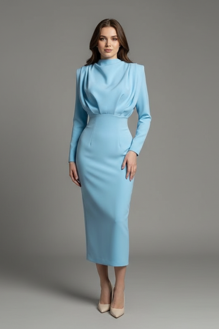 Sabrina | Women’s Mock Neck Maxi Dress With Long Sleeves