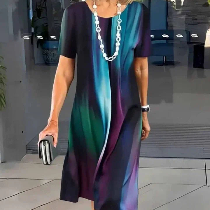 Lydia | Women's A line midi dress with printed hem detail