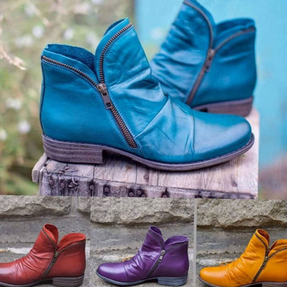 Lisa | Women's Leather Look Ankle Boots with Zipper