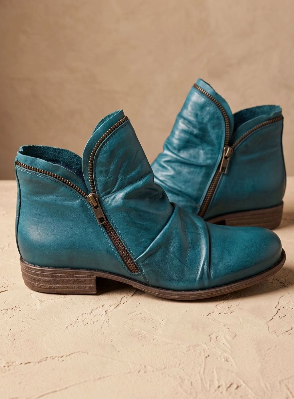 Lisa | Women's Leather Look Ankle Boots with Zipper