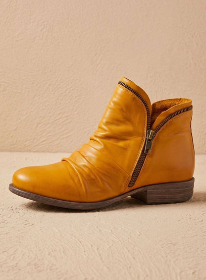 Lisa | Women's Leather Look Ankle Boots with Zipper