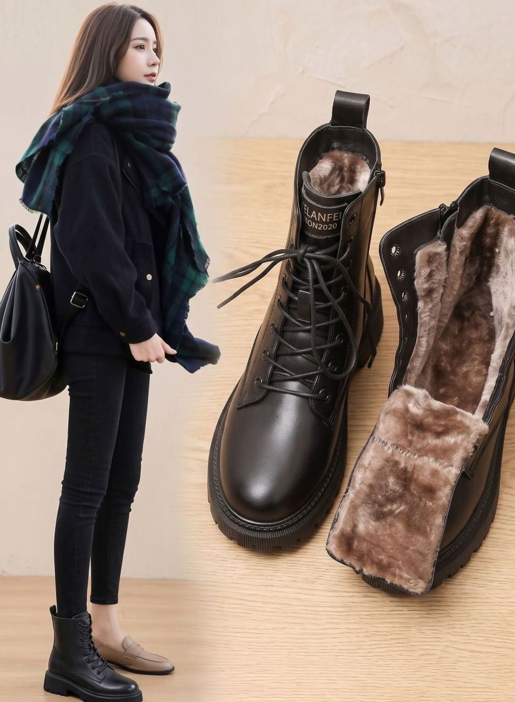 Nancy | Women's Lace Up Ankle Boots with Zipper