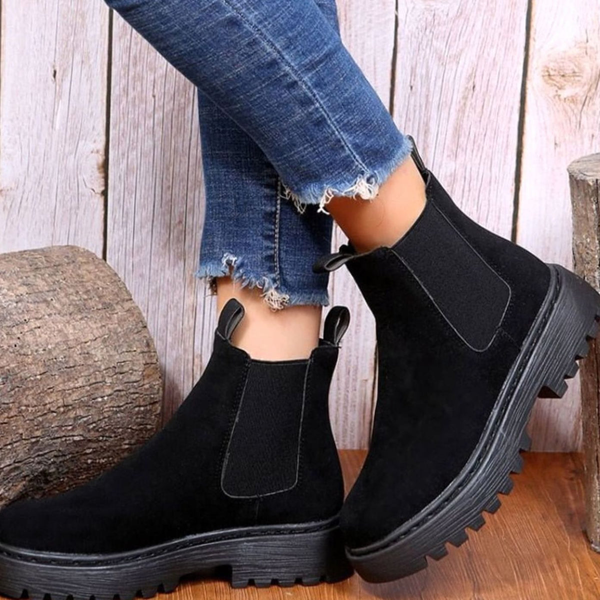Karen | Women's Platform Chelsea Boots with Suede Look