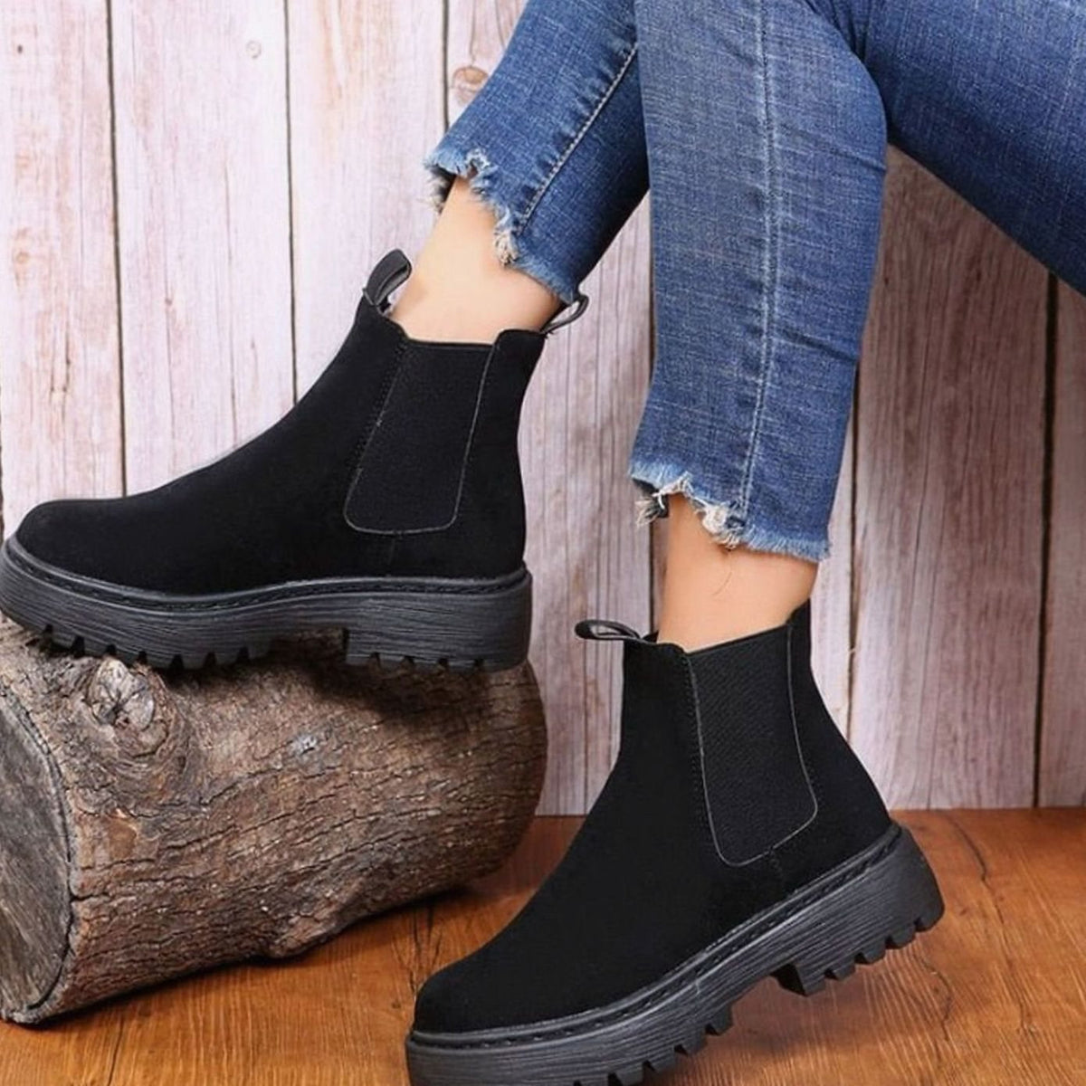 Karen | Women's Platform Chelsea Boots with Suede Look