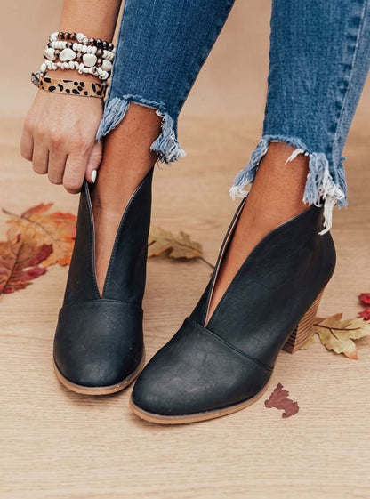 Betty | Women's Pointed Toe Ankle Boots with Block Heel