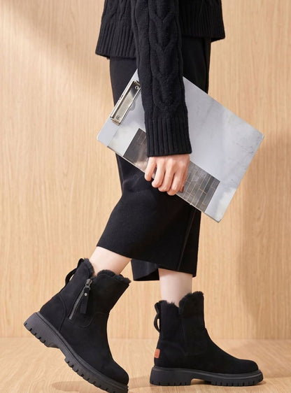 Margaret | Women's Suede Winter Boots with Fur Lining