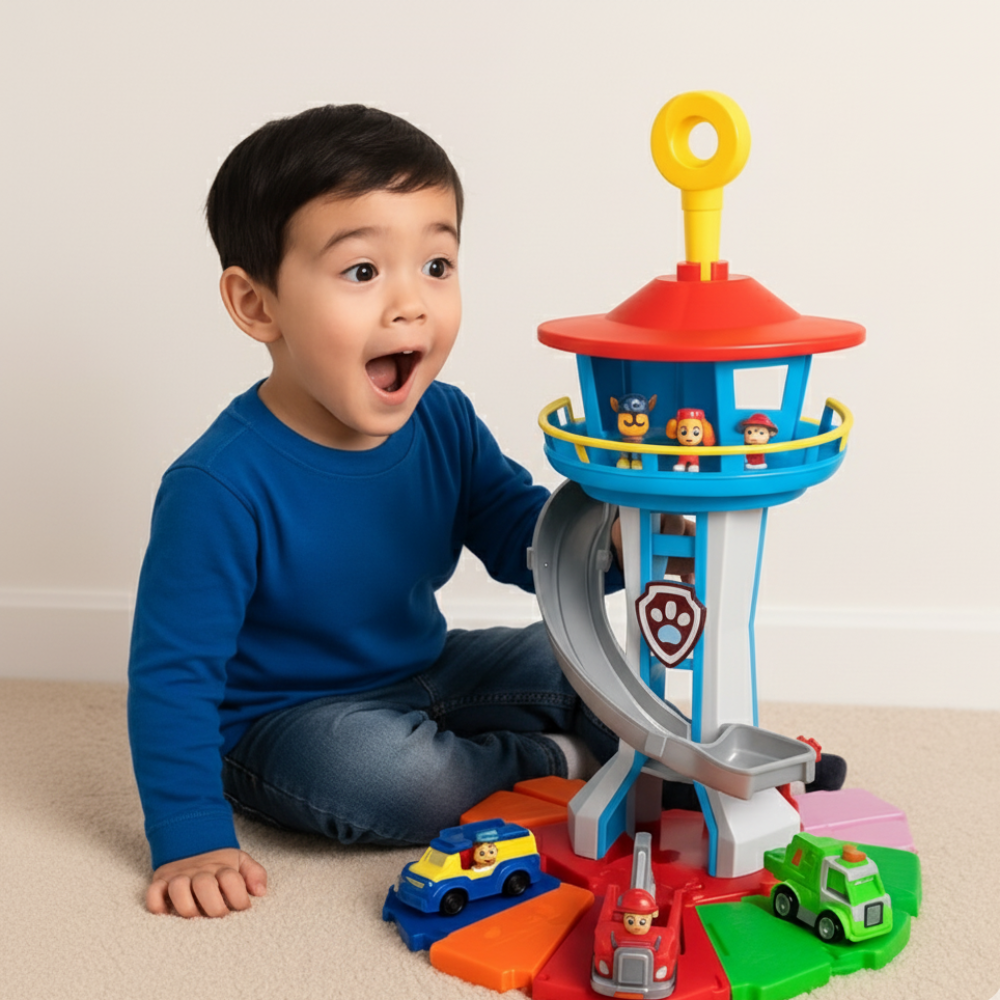 Jason | Kids Play Tower Toy Set with Slide and Vehicles