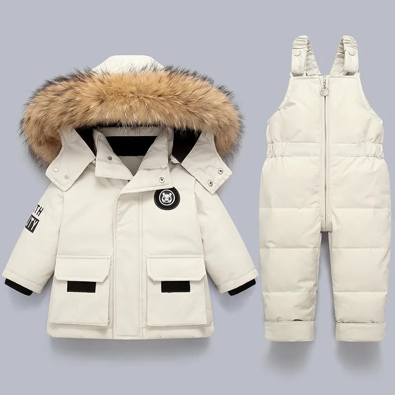George | Kids' Hooded Winter Jacket and Overalls Set