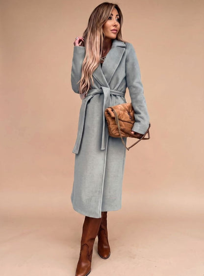 Deborah | Women's Elegant Long Coat with Tie Belt