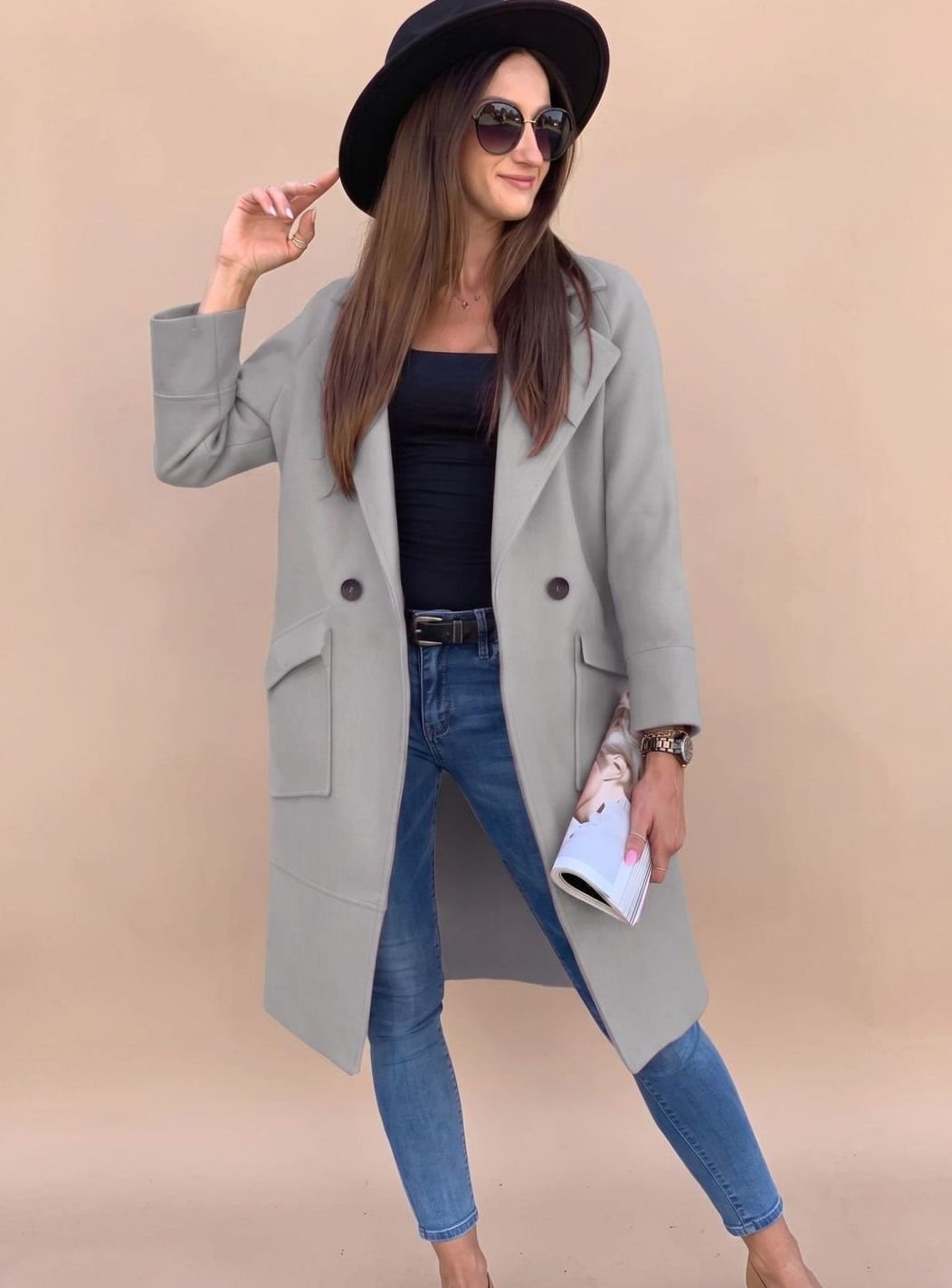 Stephanie | Women's Double-Breasted Trench Coat with Pockets