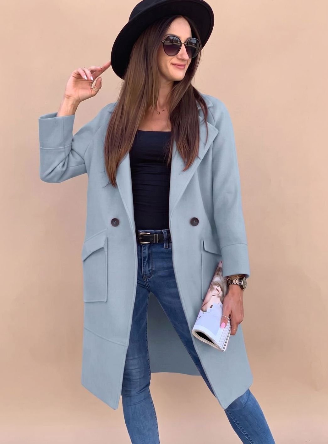 Stephanie | Women's Double-Breasted Trench Coat with Pockets