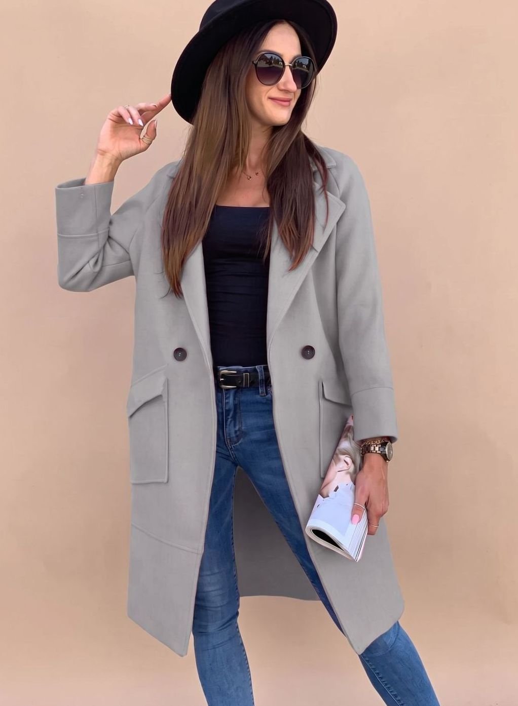 Stephanie | Women's Double-Breasted Trench Coat with Pockets
