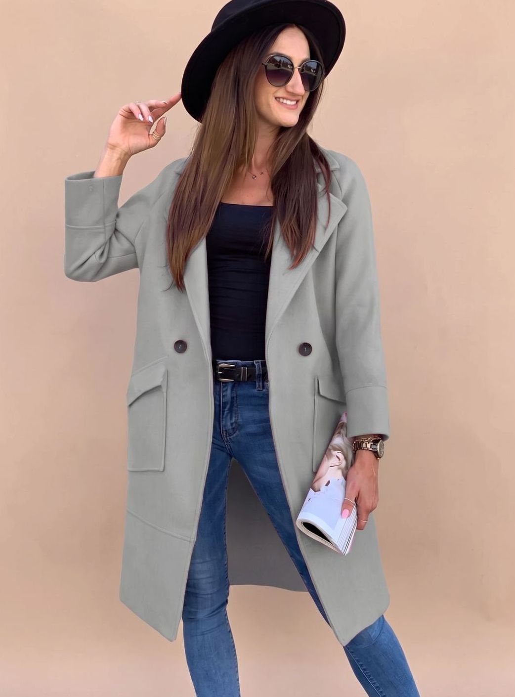 Stephanie | Women's Double-Breasted Trench Coat with Pockets
