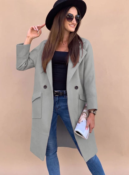 Stephanie | Women's Double-Breasted Trench Coat with Pockets