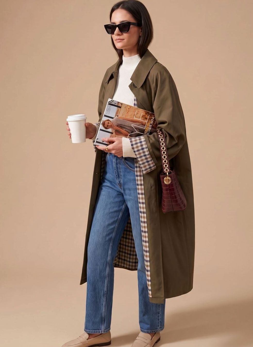 Laura | Women's Long Trench Coat with Side Pockets