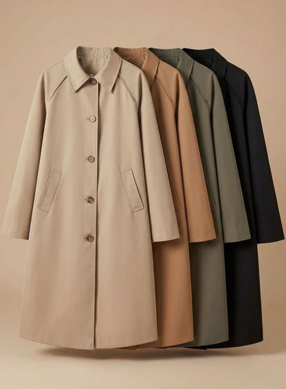 Laura | Women's Long Trench Coat with Side Pockets