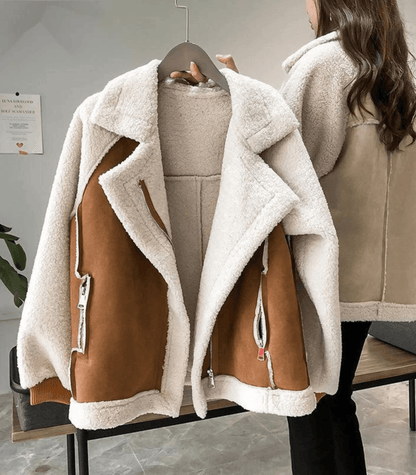 Chloe | Women's Oversized Teddy Jacket with Lapel Collar