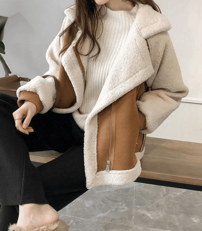 Chloe | Women's Oversized Teddy Jacket with Lapel Collar
