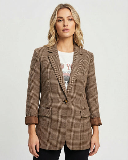 Elowyn | Women’s Checked Single-Breasted Blazer | Elegant