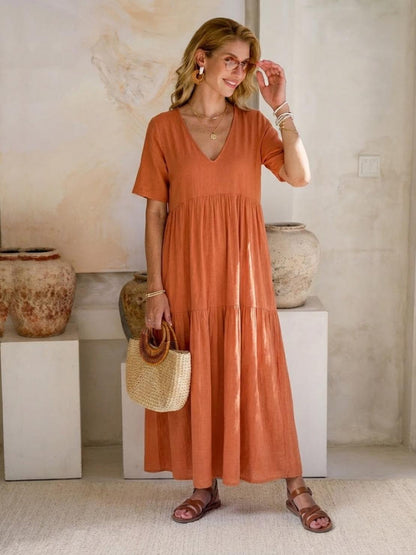 Delilah | Women’s boho tiered maxi dress with V neck