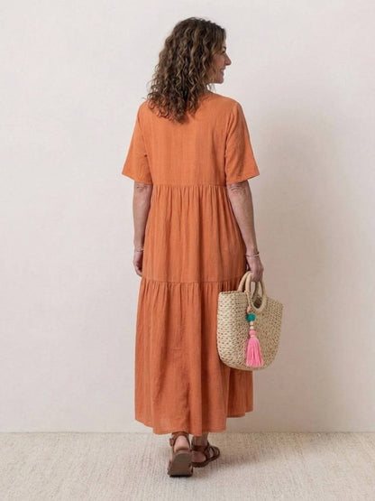 Delilah | Women’s boho tiered maxi dress with V neck