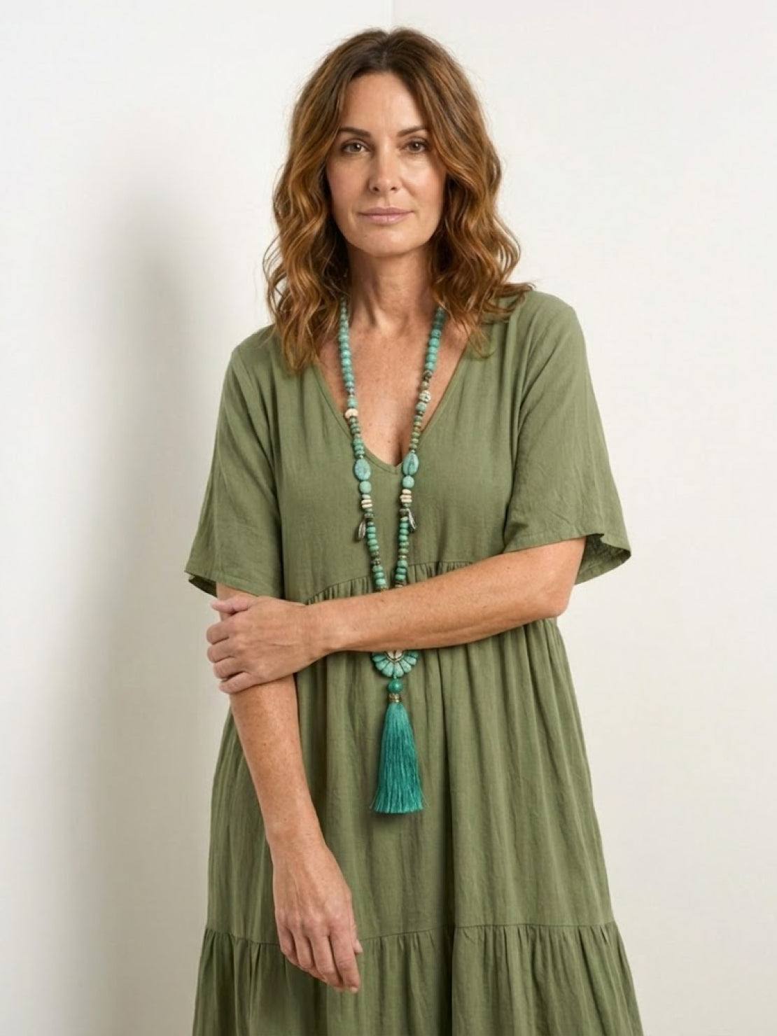 Delilah | Women’s boho tiered maxi dress with V neck