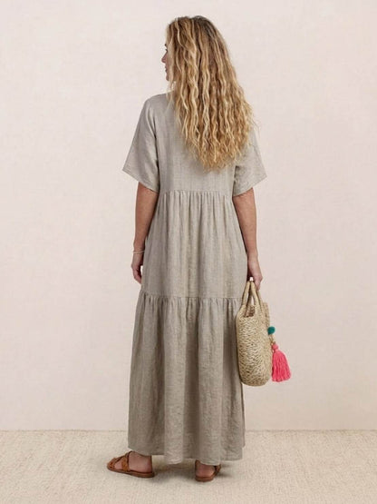 Delilah | Women’s boho tiered maxi dress with V neck