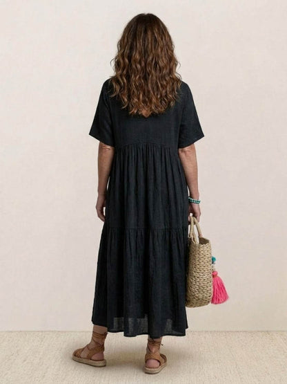 Delilah | Women’s boho tiered maxi dress with V neck