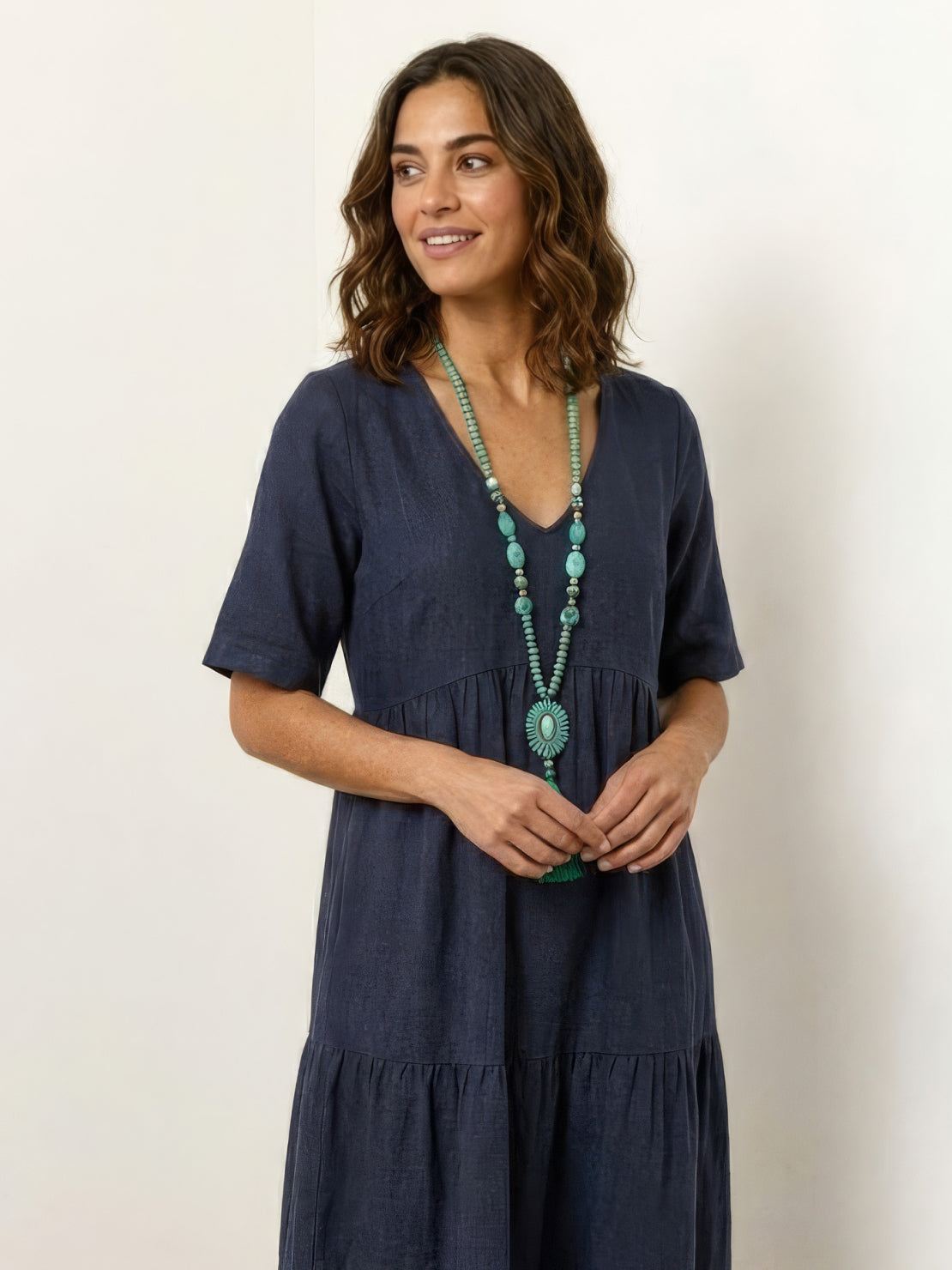 Delilah | Women’s boho tiered maxi dress with V neck