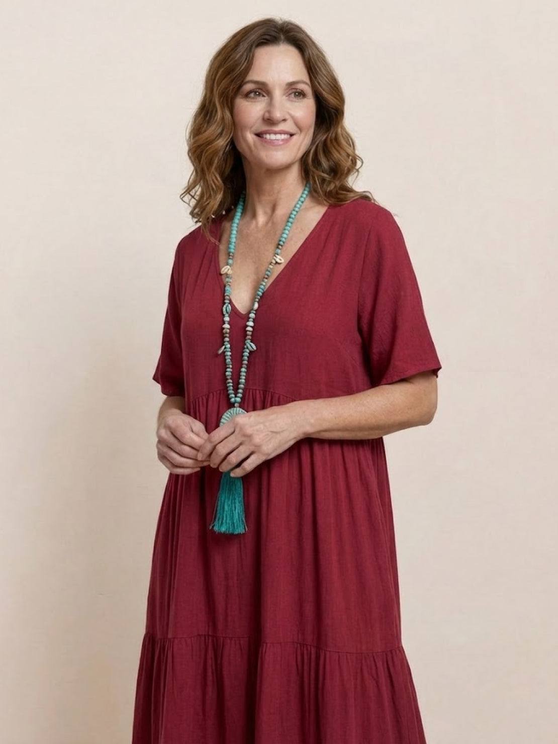 Delilah | Women’s boho tiered maxi dress with V neck