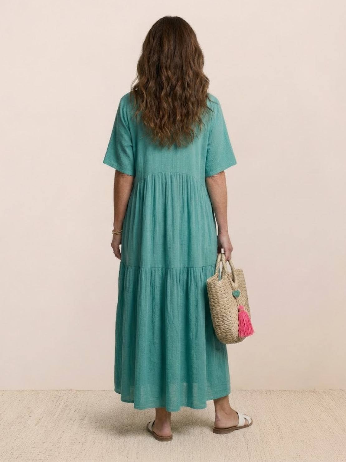 Delilah | Women’s boho tiered maxi dress with V neck