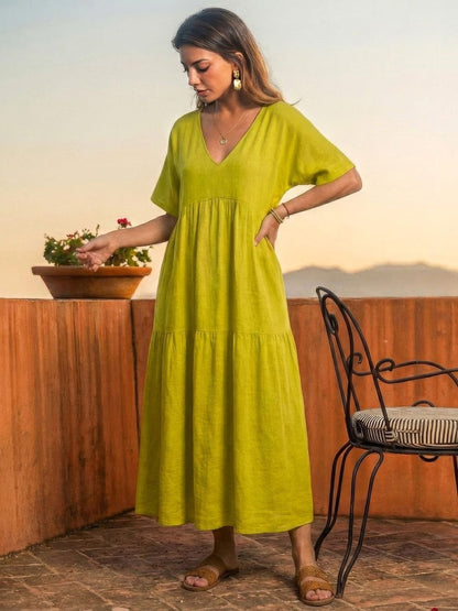 Delilah | Women’s boho tiered maxi dress with V neck