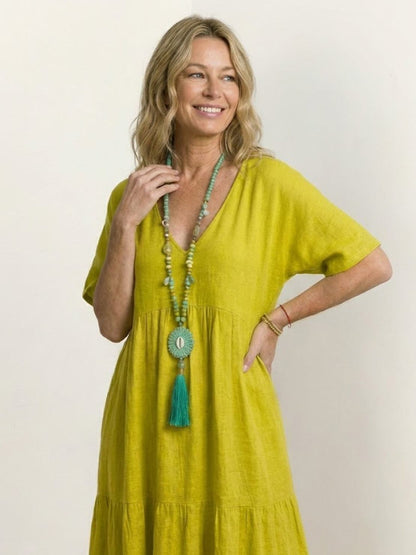 Delilah | Women’s boho tiered maxi dress with V neck