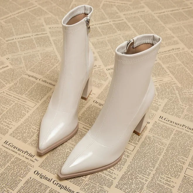 Addison | Women's Luxe Ankle Boots with Pointed Toe and Block Heel