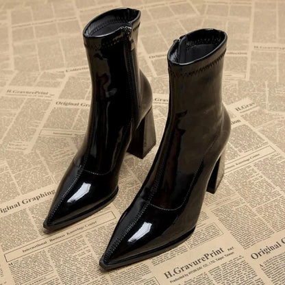Addison | Women's Luxe Ankle Boots with Pointed Toe and Block Heel