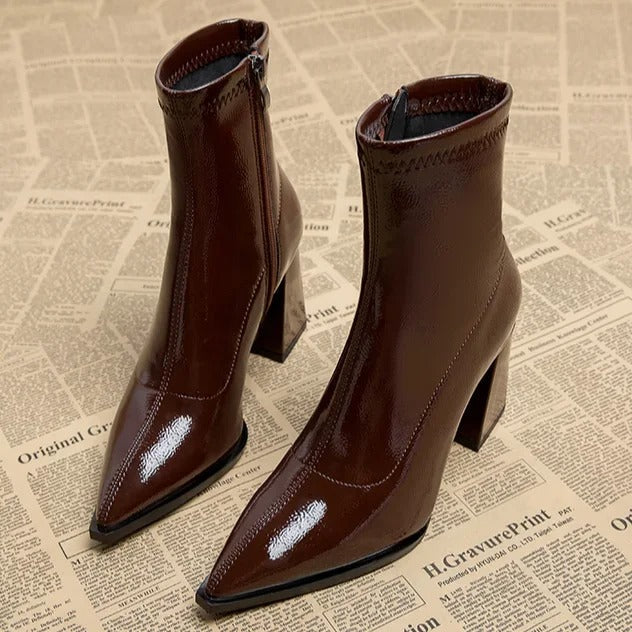 Addison | Women's Luxe Ankle Boots with Pointed Toe and Block Heel