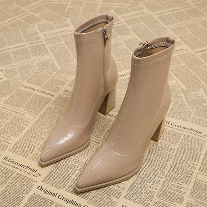 Addison | Women's Luxe Ankle Boots with Pointed Toe and Block Heel