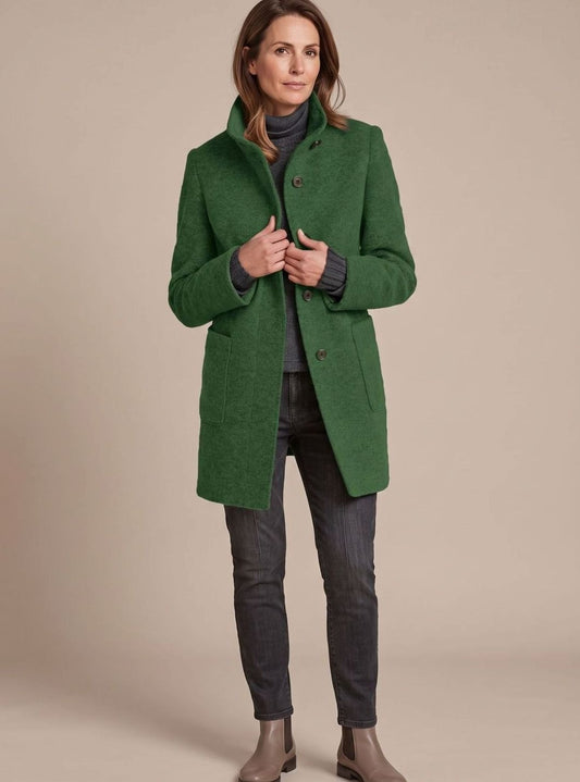 Anna | Women's Classic Wool Blend Coat with Stand Collar