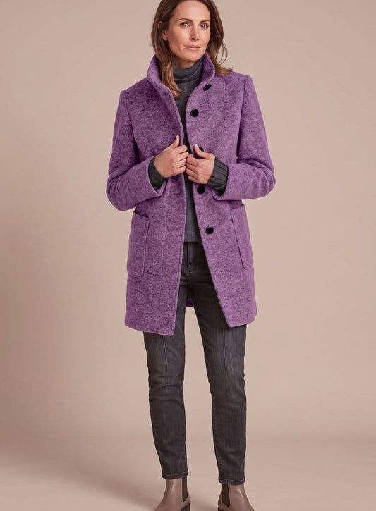 Anna | Women's Classic Wool Blend Coat with Stand Collar