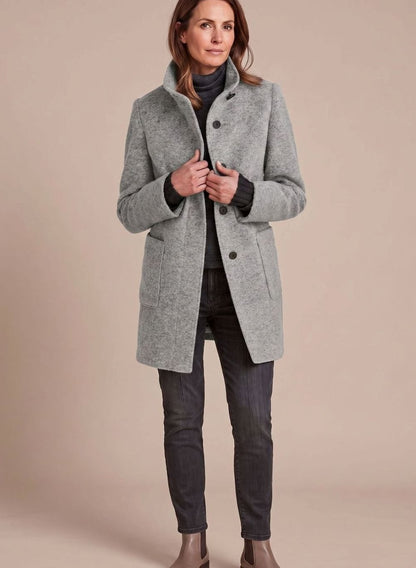 Anna | Women's Classic Wool Blend Coat with Stand Collar