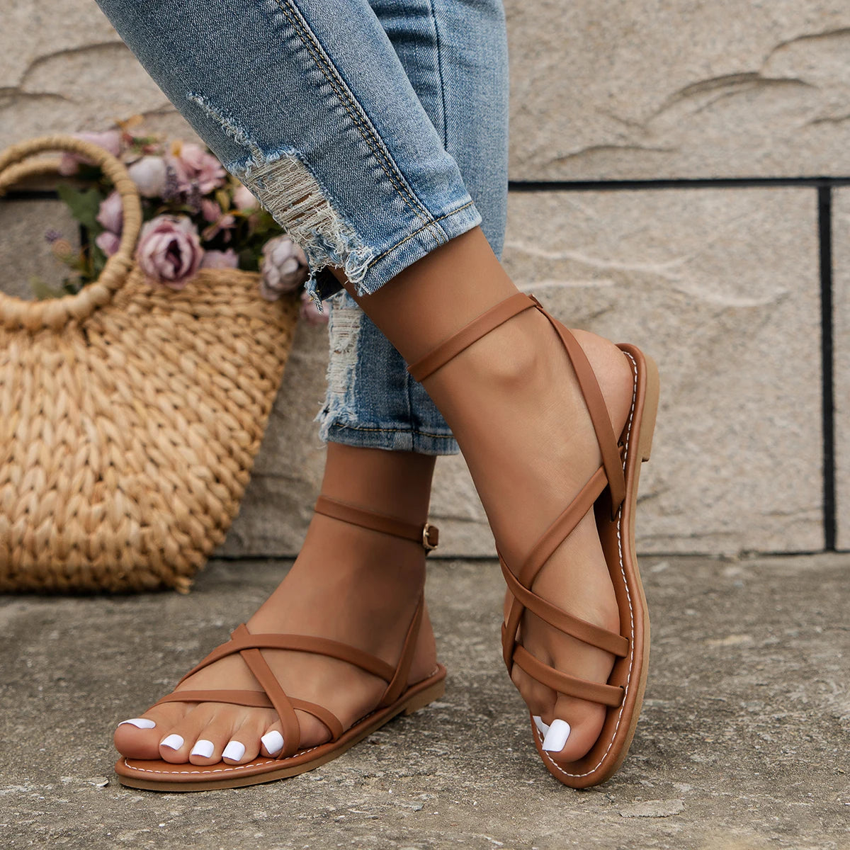 Harper | Women Orthopedic Flat Sandals with Strappy Casual Style