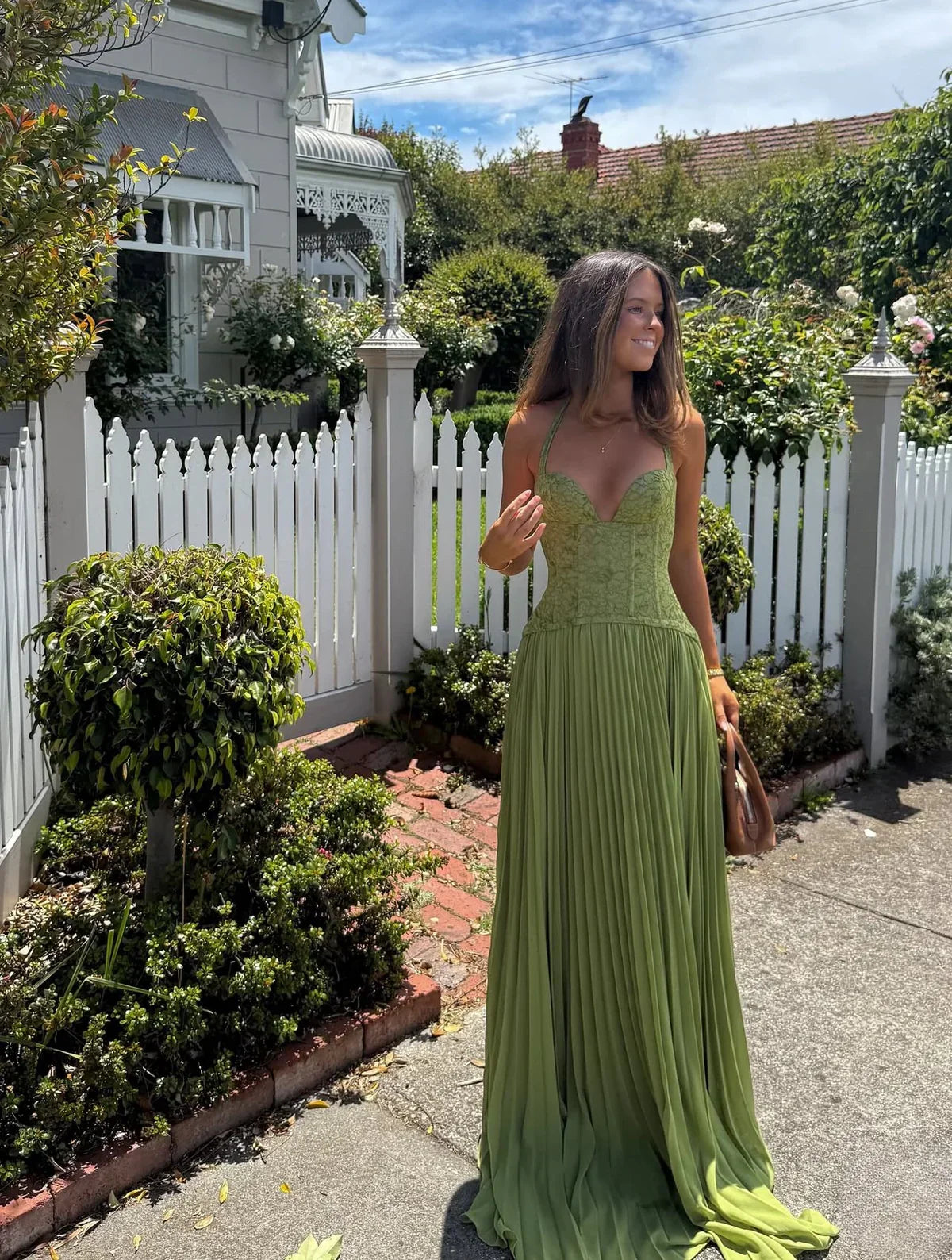 Charlotte | Women Maxi Wedding Guest Dress with Halter Neck and Pleats