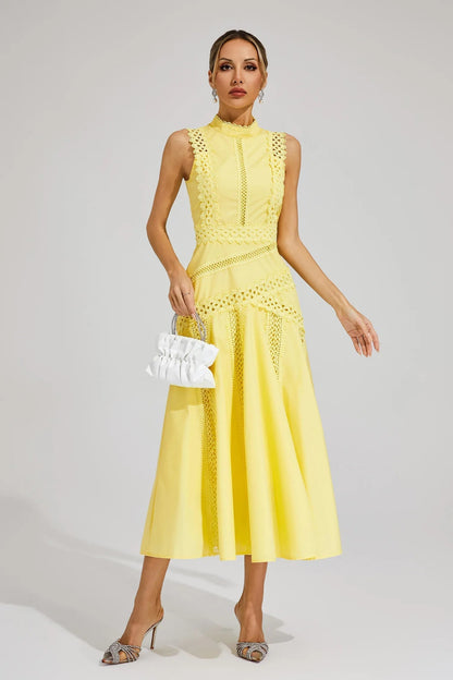 Ava | Women Wedding Guest Midi Dress with Lace and Sleeveless Fit
