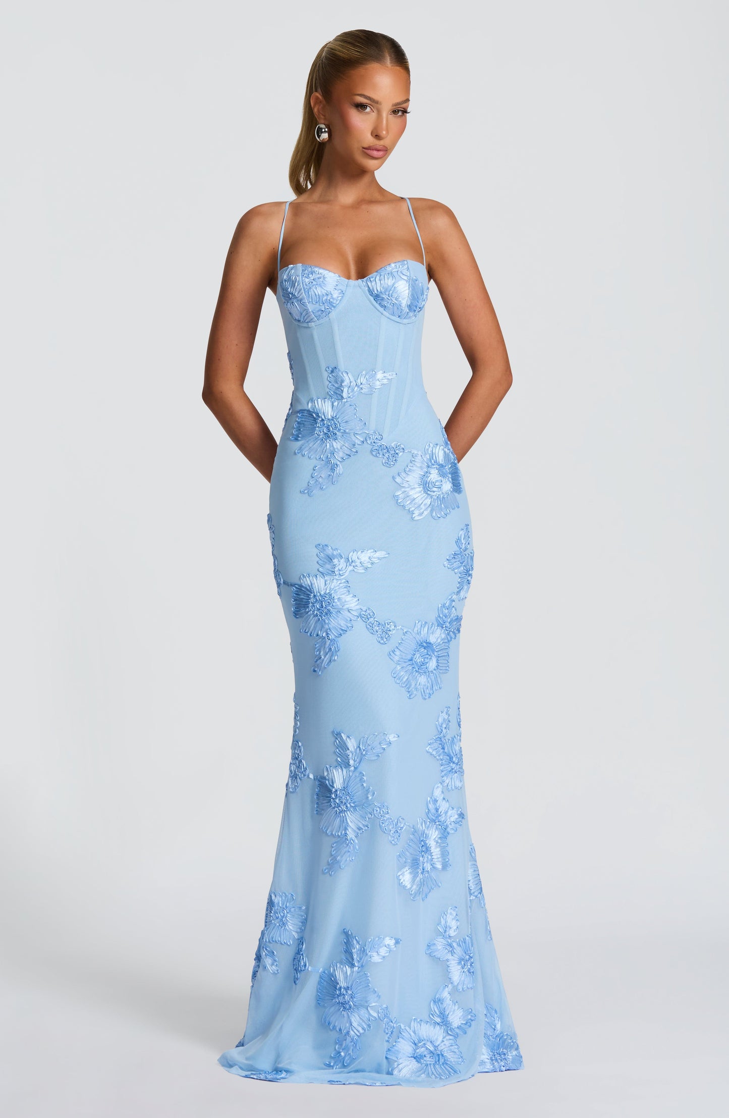 Luna | Women Maxi Wedding Guest Dress with Floral Embroidery