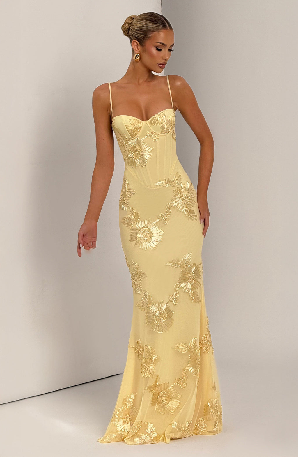 Luna | Women Maxi Wedding Guest Dress with Floral Embroidery