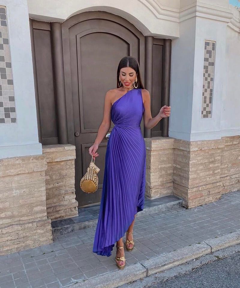 Jade | Women’s one shoulder wedding guest dress with asymmetrical hem